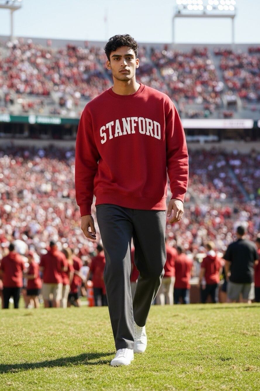 Vintage Y2K Champion Eco Fleece S Red White Stanford University Sweatshirt